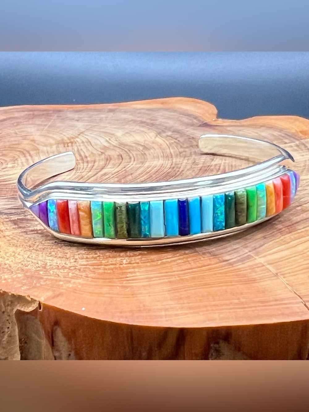 Sterling Silver Opal Inlay Cuff - Picture 13 of 13